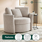 Studio Living® Beckett 48" Storage Chair, Modern Farmhouse, Pocket Coil Comfort, Easy Assembly, Chenille Fabric, Taupe