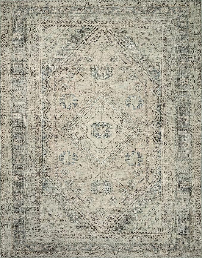 Loloi Magnolia Home by Joanna Gaines Sinclair Collection SIN-04 Natural/Sage 2'-3" x 7'-6", .25" Pile Height, Machine Washable, Runner Rug