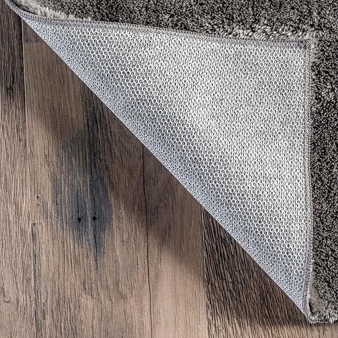 nuLOOM 4' x 6' Cozy Plush SuperiorWash Area Rug, Machine Washable, Non-Slip, Soft Fluffy Shag Carpet for Living Room Bedroom Kids Room Nursery Home Decor, Loni Grey