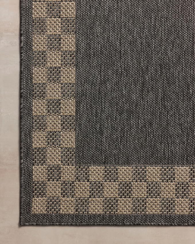 Loloi Chris Loves Julia Providence Collection PRC-01 Charcoal/Natural 2'-3" x 3'-9", .12" Pile Height, Indoor/Outdoor Runner Rug