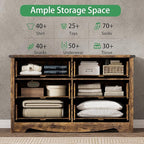 Dresser for Bedroom with 6 Drawers, 48" Wide Wood Chest of Drawers with Deep Drawers & Mental Handle, Wooden Dresser TV Stand, Modern Closet Storage Organizer for Living Room, Hallway, Entryway, Brown