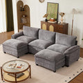 114 Inch Cloud Couch Sectionals with Ottoman, Big Comfy Modular Couches, Cloud Sofas, L Shaped 5 Seat Modular Sectional Sofa, Modern Sectional Couches for Living Room, Deep Seat Sofa, Grey