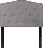EMMA + OLIVER Arched Button Tufted Twin Size Headboard in Light Gray Fabric