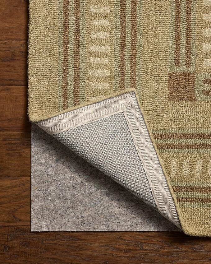 Loloi Chris Loves Julia Alfie Collection ALF-04 Green/Natural 7'-9" x 9'-9" Area Rug Wool Neutral Living Bedroom Dining Carpet