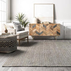 nuLOOM 5x8 Rigo Jute Hand Woven Area Rug, Grey, Solid Farmhouse Design, Natural Fiber, For Bedroom, Living Room, Dining Room, Hallway, Office, Kitchen, Entryway