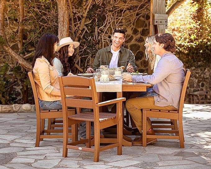POLYWOOD Lakeside 7-Piece Outdoor Dining Set, Recycled Plastic Patio Furniture Table and Chairs, All-Weather, White