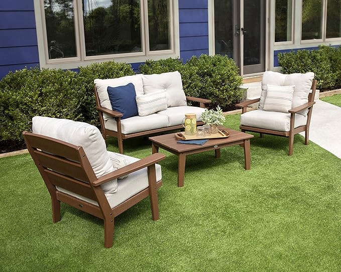 POLYWOOD® Lakeside Deep Seating Set, Sand/Ash Charcoal