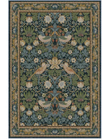 RUGGABLE x Morris & Co Washable Area Rug– Strawberry Thief Indigo 6x9, Stain-Resistant, Non-Slip – Medium Machine Washable Rugs for Living Room, Bedroom, Hallway, Entryway & Office–with Cushioned Pad