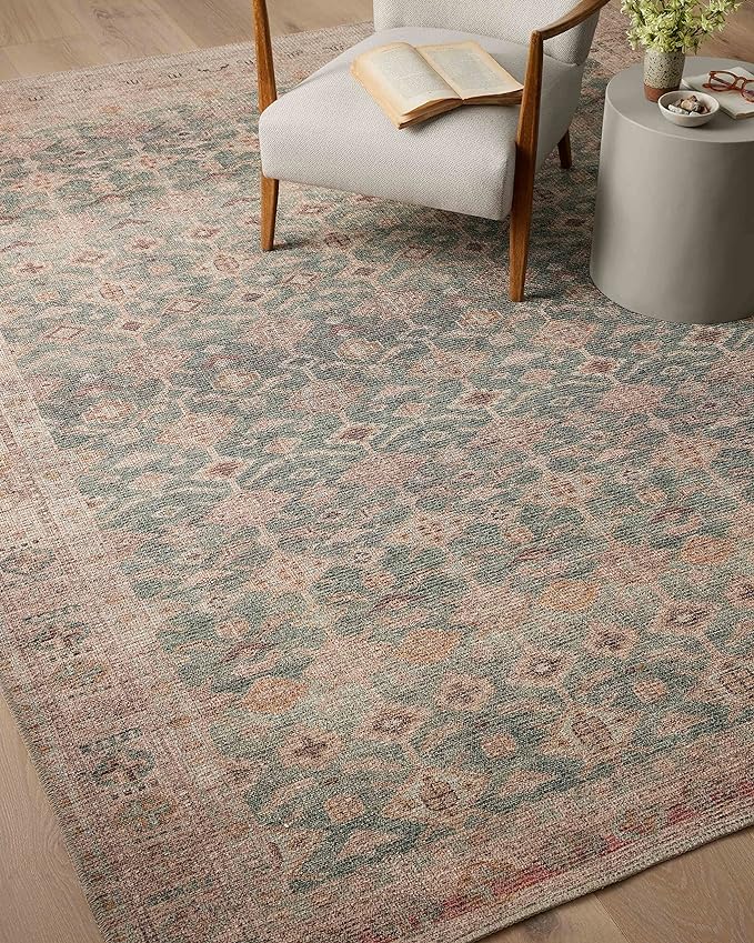 Loloi Angela Rose Aubrey Collection AUB-02 Aqua/Sand 5'-0" x 7'-0", .19" Pile Height, Area Rug