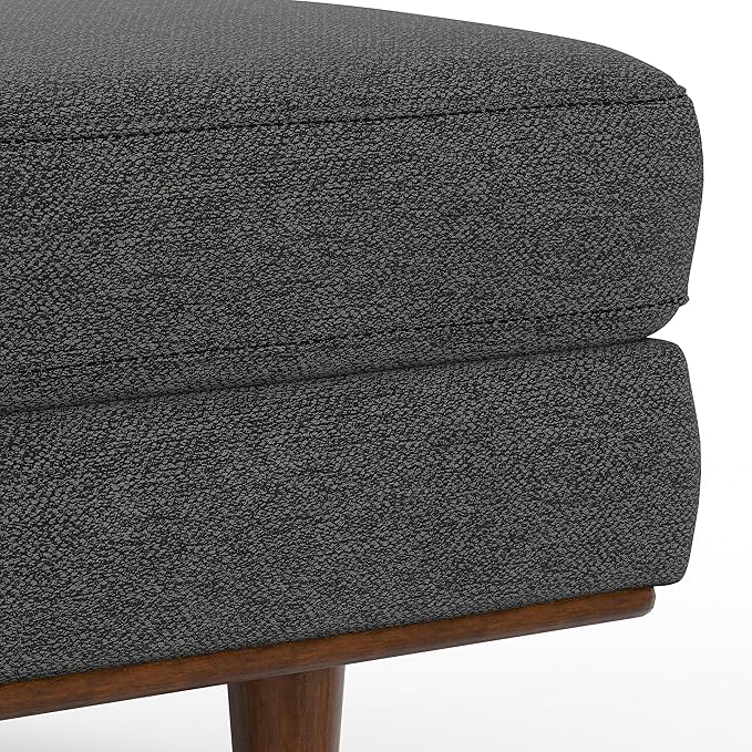 SIMPLIHOME Morrison Mid-Century Modern 89 inch Wide Sofa with Ottoman Set in Charcoal Grey Tightly Woven Performance Fabric for the Living Room and Family Room