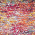 Unique Loom Trellis Frieze Collection Area Rug - Geometric (6' Square, Multi/ Ivory)