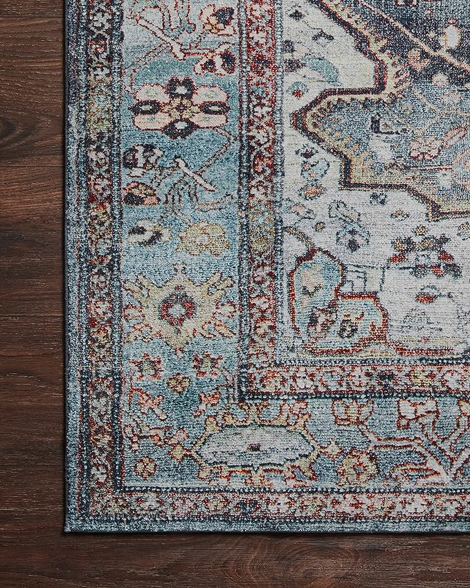 Loloi Margot Collection MAT-05 Ocean/Brick 2'-3" x 3'-9" Accent Rug feat. CloudPile, No-Shed Easy Clean Large Patterned Area Rug for Living Room, Bedroom, Dining Area