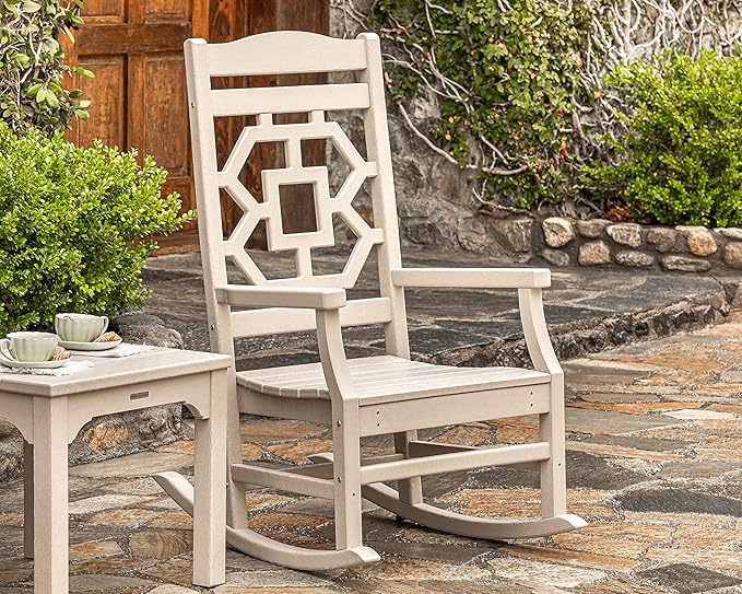 Martha Stewart by POLYWOOD® Chinoiserie Rocking Chair in Sand