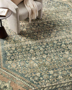 Loloi Magnolia Home by Joanna Gaines Banks Collection BAN-02 Denim/Clay 2'-0" x 5'-0" .13" Pile Height, Machine Washable, Accent Rug