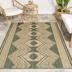 nuLOOM 6' 7" x 9' Outdoor Tribal Geometric Area Rug, Stain Resistant, Weather Resistant, High Traffic, Patio, Balcony, Outside, Ranya Green