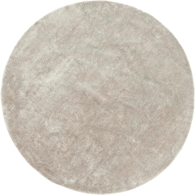 nuLOOM 4' Round Cozy Plush Area Rug, Machine Washable, Non-Slip, Soft Fluffy Shag Carpet for Living Room Bedroom Kids Room Nursery Home Decor, Loni Beige
