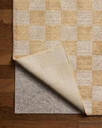 Loloi Chris Loves Julia Calvin Collection CLV-01 Apricot/Ivory 2'-7" x 7'-6" Runner Rug Checkered Neutral Soft Living Room Bedroom Carpet