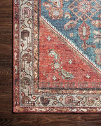 Loloi Layla Collection LAY-10 Marine/Clay 2'-6" x 9'-6" .13" Thick Runner Rug, Soft, Durable, Vintage Inspired, Distressed, Low Pile, Non-Shedding, Easy Clean, Printed, Living Room Rug