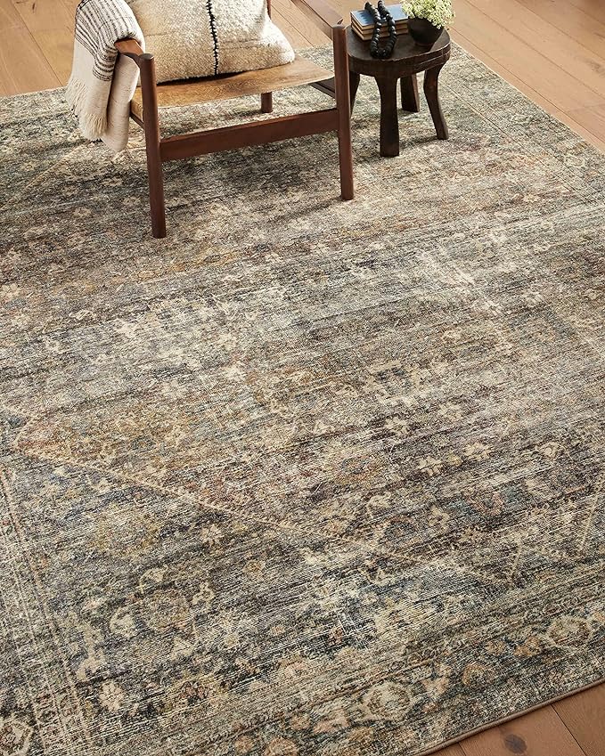 Loloi Amber Lewis Morgan Collection MOG-05 Spice/Lagoon 5'-0" x 7'-0" 38" Thick Area Rug feat. CloudPile, Neutral, Room Décor, Vintage Inspired, Livingroom, Bedroom, Dining Area