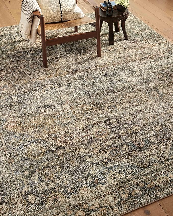 Loloi Amber Lewis Morgan Collection MOG-05 Spice/Lagoon 3'-6" x 5'-6" 38" Thick Accent Rug feat. CloudPile, Neutral, Room Décor, Vintage Inspired, Livingroom, Bedroom, Dining Area