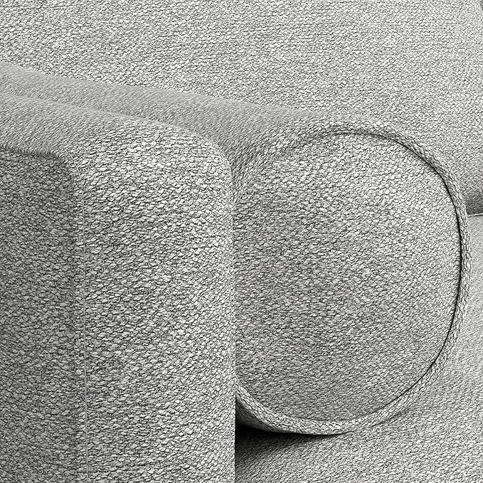 SIMPLIHOME Morrison 72-inch Wide Sofa in Mist Grey Woven-Blend Fabric, Handcrafted Mid-Century Modern Loveseat for Living Room or Family Room, Single Bench Cushion, Bolster Pillows