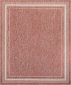 Unique Loom Outdoor Border Collection Area Rug - Soft Border (10' x 13' 1" Rectangle Rust Red/Ivory)