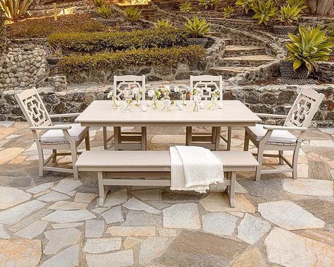 Martha Stewart by POLYWOOD® Chinoiserie Dining Arm Chair in Sand