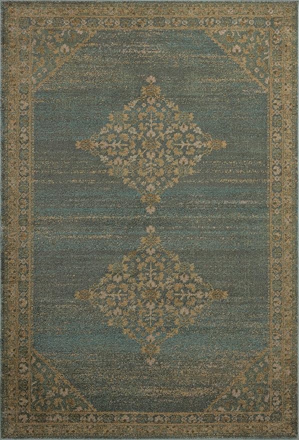 Loloi Magnolia Home by Joanna Gaines Mona Collection MOA-04 Aqua/Wheat 7'-6" x 10' Area Rug