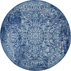 SAFAVIEH Evoke Collection 3' Round Navy/Ivory EVK256A Oriental Distressed Non-Shedding Dining Room Entryway Foyer Living Room Bedroom Area Rug
