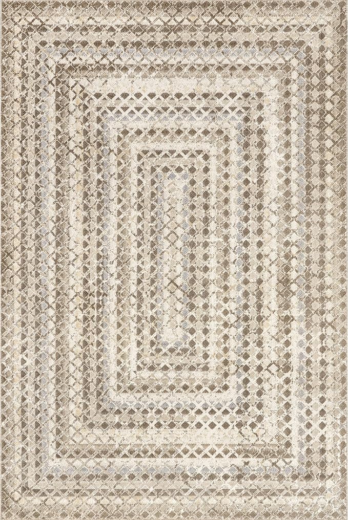 nuLOOM Carley Geometric 3'3" x 5' Machine Washable Accent Rug for Living Room Bedroom Dining Room Entryway Kitchen, Beige/Ivory