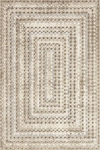 nuLOOM Carley Machine Washable Geometric Area Rug - 6 Round Machine Washable Area Rug Farmhouse Beige/Ivory Rugs for Living Room Bedroom Dining Room Kitchen