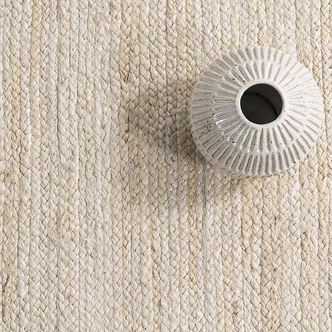 nuLOOM Oval 4x6 Rigo Jute Hand Woven Area Rug, Off White, Solid Farmhouse Design, Natural Fiber, For Bedroom, Living Room, Dining Room, Hallway, Office, Kitchen, Entryway