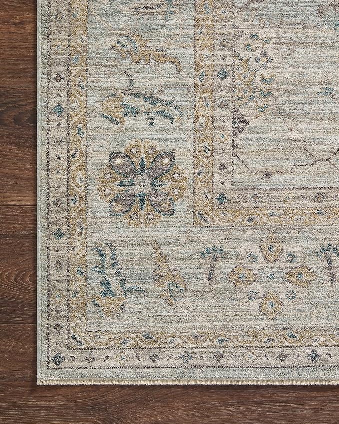 Loloi Magnolia Home by Joanna Gaines Millie Collection MIE-02 Sky/Gold 11'-6" x 15'-7", .25" Pile Height, Area Rug