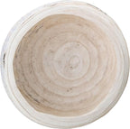 Bloomingville Decorative Hand-Carved Paulownia Wood Bowl, Whitewashed, 10.5 in Diameter, 4.25 in Tall
