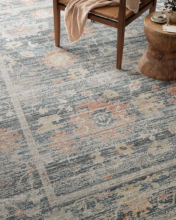 Loloi Magnolia Home by Joanna Gaines Millie Collection MIE-01 Blue/Multi 11'-6" x 15'-7", .25" Pile Height, Area Rug
