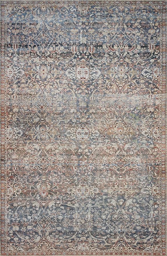 Loloi Chris Loves Julia Jules Collection JUL-06 Denim/Spice 5'-0'' x 7'-6'', .13" Pile Height, Area Rug
