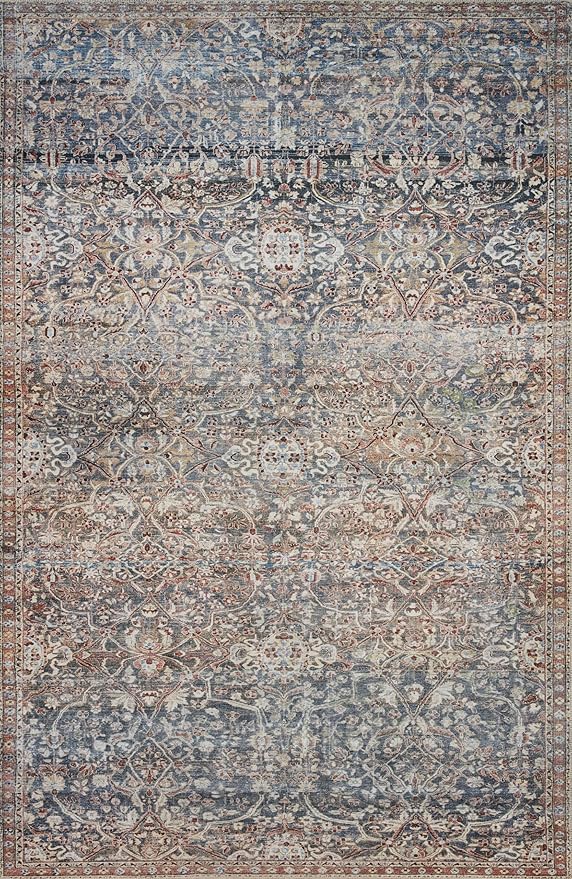 Loloi Chris Loves Julia Jules Collection JUL-06 Denim/Spice 8'-6'' x 11'-6'', .13" Pile Height, Area Rug