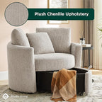 Studio Living® Beckett 48" Storage Chair, Modern Farmhouse, Pocket Coil Comfort, Easy Assembly, Chenille Fabric, Taupe