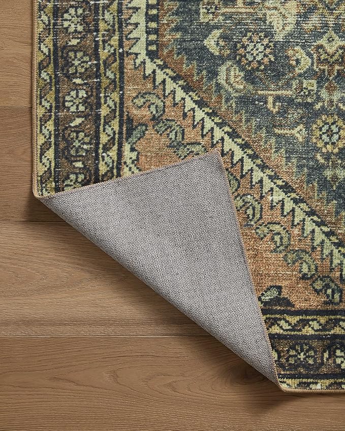 Loloi Magnolia Home by Joanna Gaines Banks Collection BAN-02 Denim/Clay 5'-0" x 7'-6", .13" Pile Height, Machine Washable, Area Rug