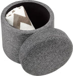 Seville Classics Cushioned Fabric Ottoman Hidden Storage Chest Footrest Chair, Padded Seat for Bedroom, Dorm, Loft, Living Room, Entryway, Hallway, Modern Gray, 15.6" Wobble
