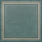 Unique Loom Outdoor Border Collection Area Rug - Soft Border (13' Square, Teal/ Ivory)