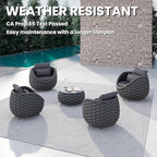 Front Porch Furniture 5 Piece Set: Aluminum Woven Rope Patio Conversation Sofa Set - Assembled Accent Chair Cushioned - Outdoor Armchair Couch Set for 400 lbs Deck Backyard Poolside Garden Hotel