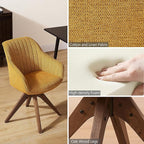 Zouron Mid Century Modern Accent Chair with Wooden Legs, Upholstered Swivel Chair No Wheels, Side Accent Armchair Vanity Chair for Small Space Home Office Living Room Bedroom, Yellow