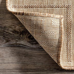 nuLOOM 4' x 6' Outdoor Area Rug, Casual Design With Striped Border, Stain Resistant, Highly Durable, For Patio, Balcony, Bedroom, Living Room, Dining Room, Bathroom, Light Brown
