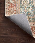 Loloi Layla Collection LAY-04 Ocean/Rust 2'-6" x 9'-6" .13" Thick Runner Rug, Soft, Durable, Vintage Inspired, Distressed, Low Pile, Non-Shedding, Easy Clean, Printed, Living Room Rug