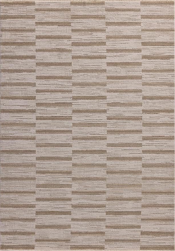 Loloi Amber Lewis Cali Collection CIL-04 Ivory/Tobacco 2'-7" x 8'-0", .25" Pile Height, Runner Rug