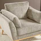 VANOMi Large-Sized Accent Chair, Thick Cushion Bedroom Reading Chair, Comfortable Living Room Single Sofa, Chenille Camel