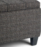 SIMPLIHOME Harrison 36 inch Wide Transitional Square Coffee Table Storage Ottoman in Ebony Tweed Look Fabric, Assembled, For the Living Room and Bedroom