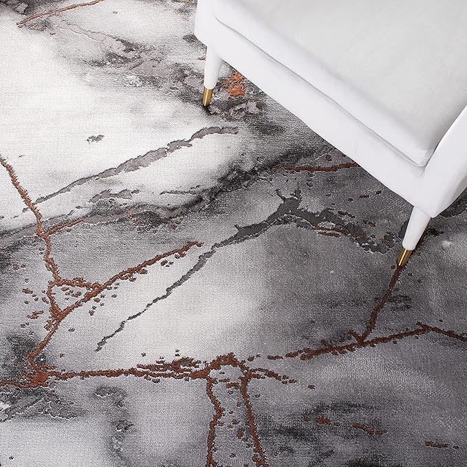 SAFAVIEH Craft Collection 5'3" x 7'6" Grey/Orange CFT877P Modern Abstract Non-Shedding Living Room Dining Bedroom Area Rug