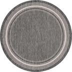 Unique Loom Outdoor Border Collection Area Rug - Soft Border (7' 10" Round, Black/ Ivory)